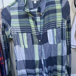 Old Navy Blue and Green Casual Button Down Shirt